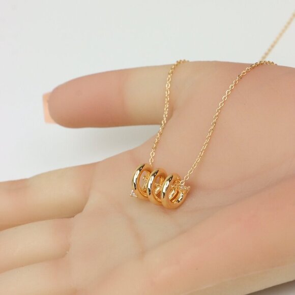 Minimal Spiral Pendant Rose Gold Necklace, XPNL0221 - Picture 3 of 13